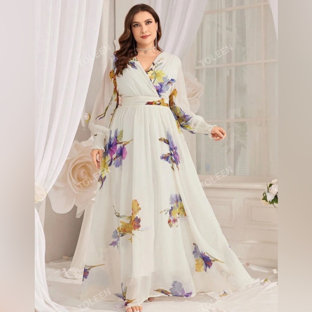 Fabric: 100% Polyester.   Bust:44.5” Waist 39.4” sleeve: 24”